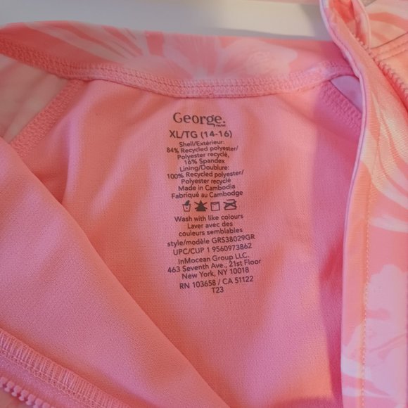 George Floral Pink One-Piece Swimsuit Size XL/TG 14-16 - Picture 3 of 5